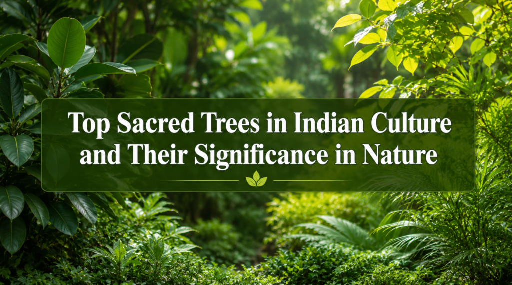 Sacred trees and lush greenery in Indian culture.