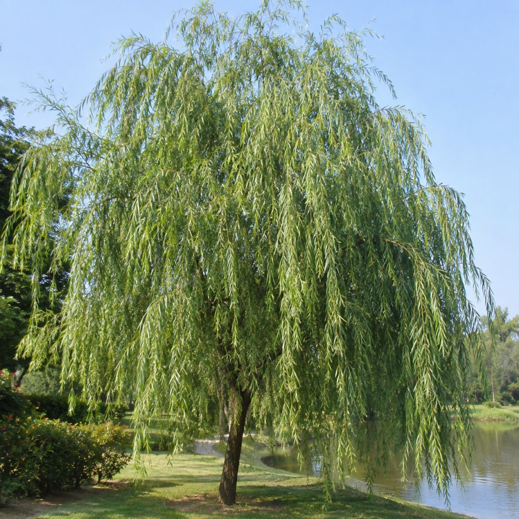 Salix Babylonica Weeping Willow tree in a garden