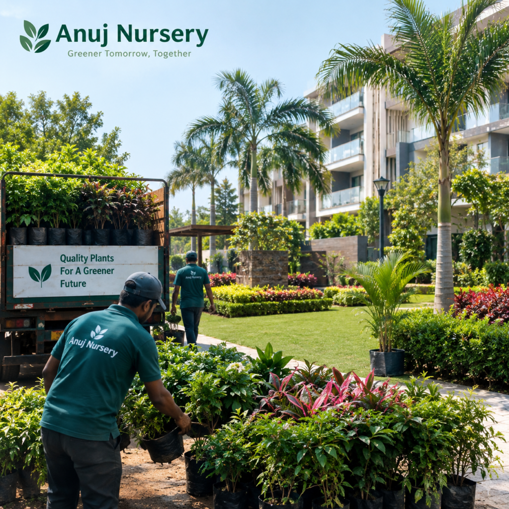 Anuj Nursery plants supplied for real estate landscaping.