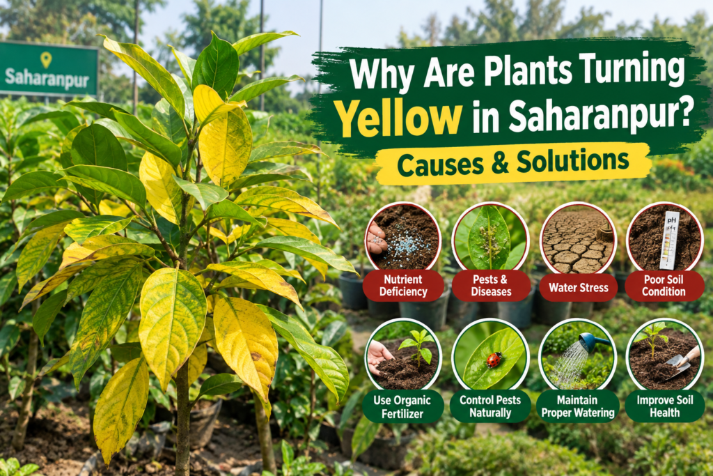 Yellow leaves on plants due to common plant care problems in Saharanpur